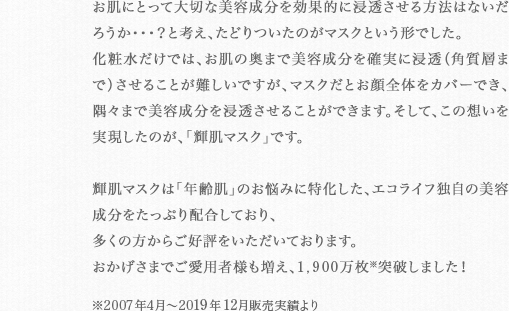 ～輝肌マスクの誕生秘話～の説明