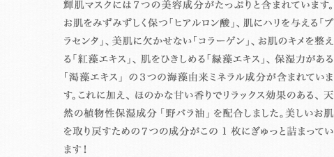 7つの美容成分が1枚に。の説明