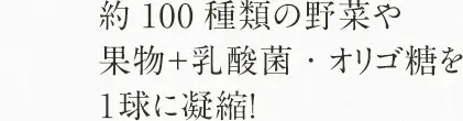 約100種類の野菜や果物＋乳酸菌・オリゴ糖を１球に凝縮！