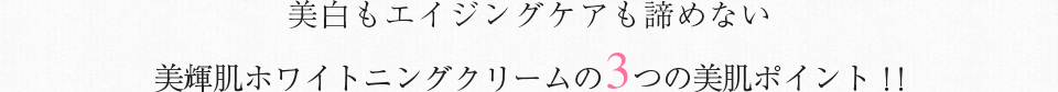 美白もアンチエイジングケアも諦めない美輝肌ホワイトニングクリームの3つの美肌ポイント！！